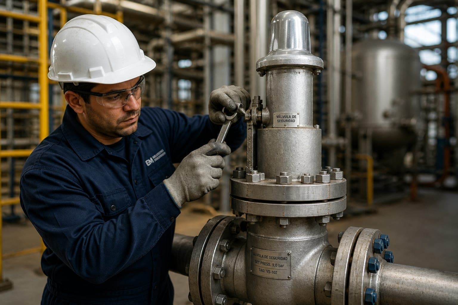 Calibración de válvulas de seguridad — trabajo en planta